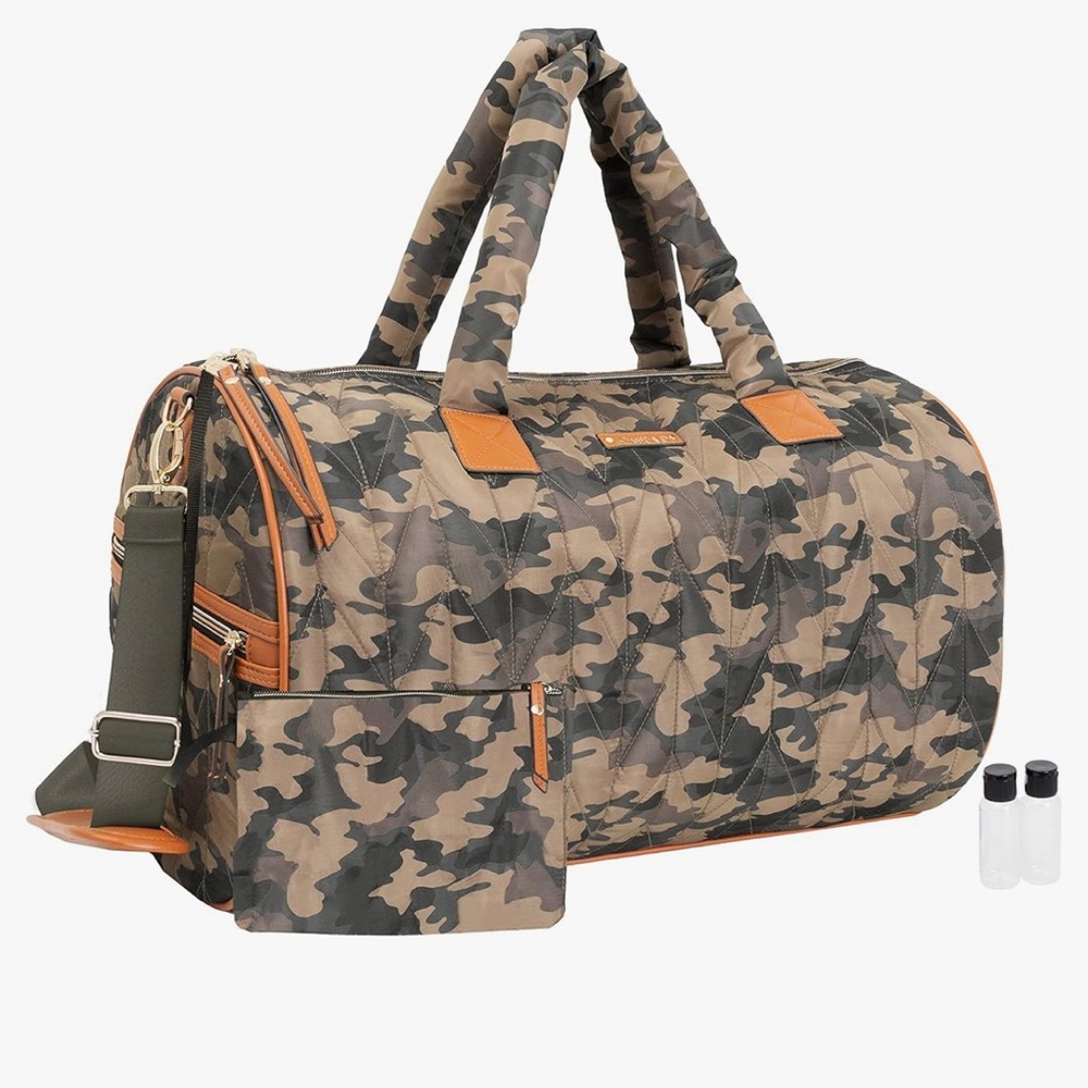Joan & David 21" Chevron Quilted Camo Roll Duffel Bag